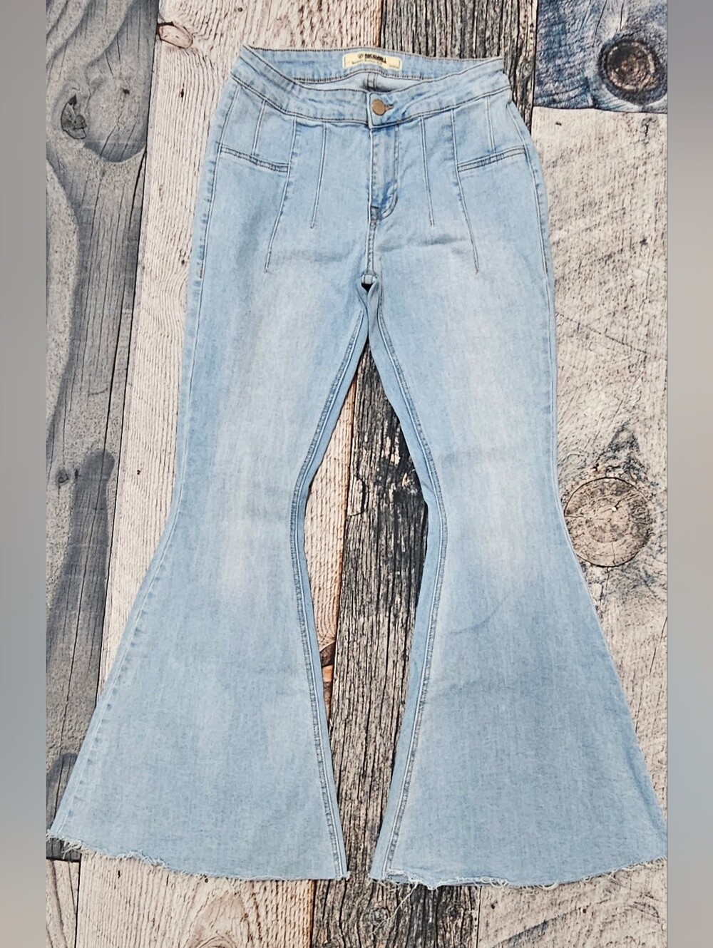 Rock & Roll Bargain Button Bell Denim Jeans Light Blue Women's Size 30x30